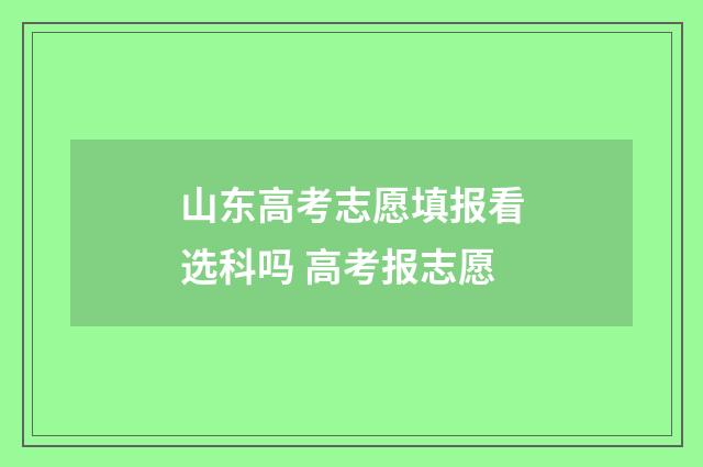 山东高考志愿填报看选科吗 高考报志愿