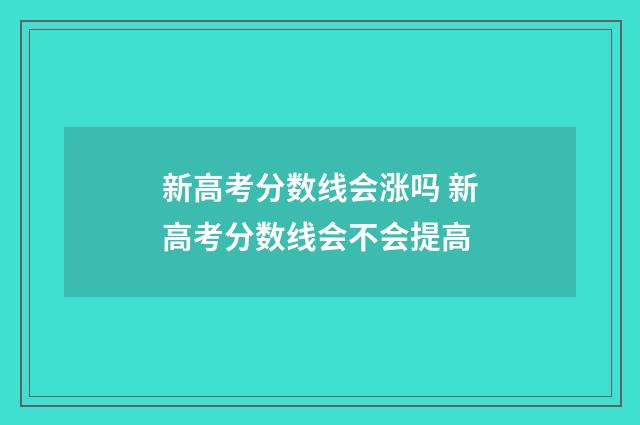 新高考分数线会涨吗 新高考分数线会不会提高