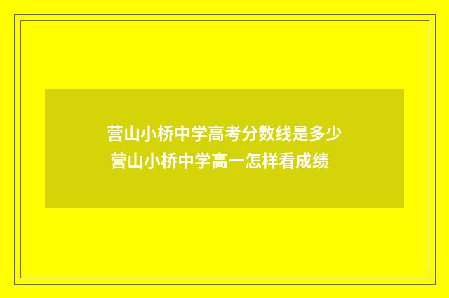 营山小桥中学高考分数线是多少 营山小桥中学高一怎样看成绩