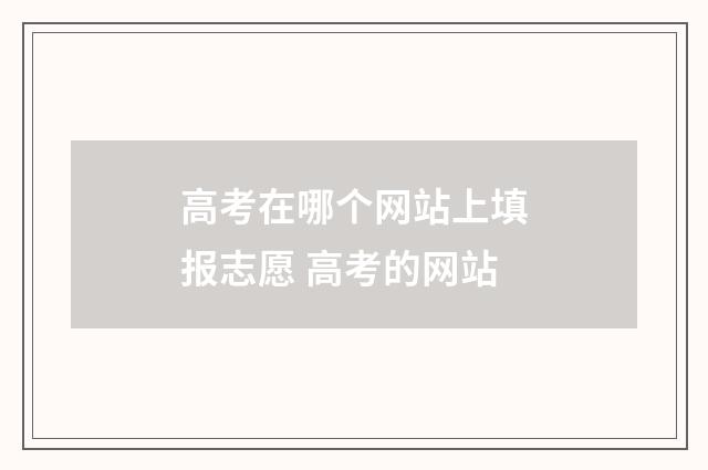 高考在哪个网站上填报志愿 高考的网站