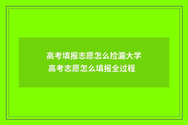 高考填报志愿怎么捡漏大学 高考志愿怎么填报全过程