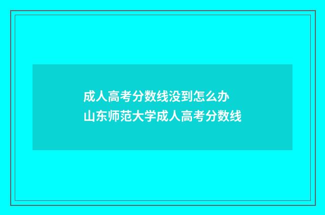 成人高考分数线没到怎么办 山东师范大学成人高考分数线