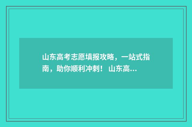 山东高考志愿填报攻略，一站式指南，助你顺利冲刺！ 山东高考志愿填报