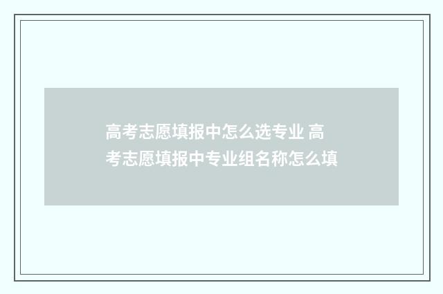 高考志愿填报中怎么选专业 高考志愿填报中专业组名称怎么填