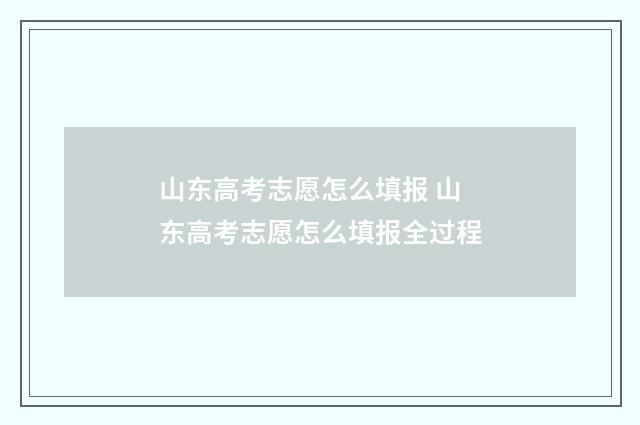 山东高考志愿怎么填报 山东高考志愿怎么填报全过程