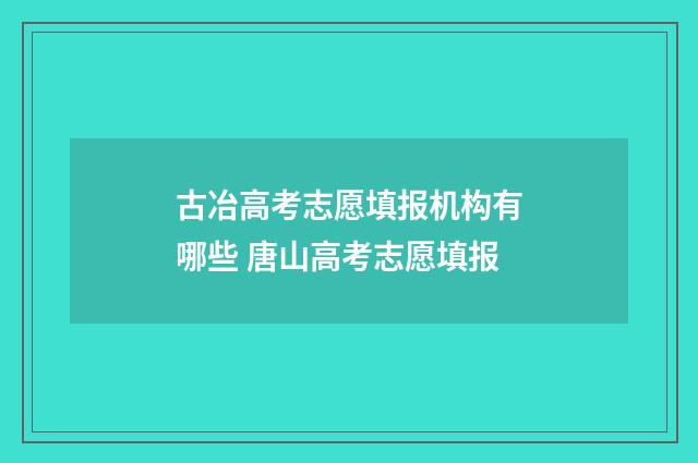 古冶高考志愿填报机构有哪些 唐山高考志愿填报