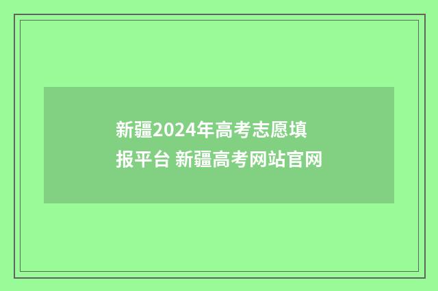 新疆2024年高考志愿填报平台 新疆高考网站官网