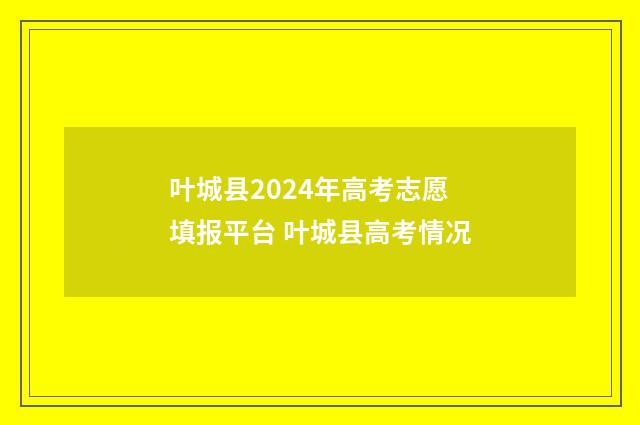 叶城县2024年高考志愿填报平台 叶城县高考情况