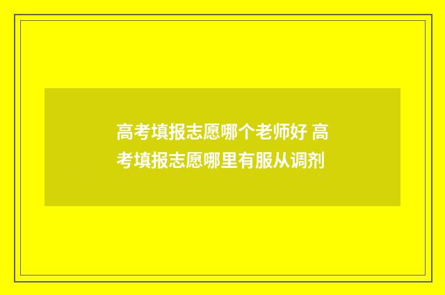 高考填报志愿哪个老师好 高考填报志愿哪里有服从调剂