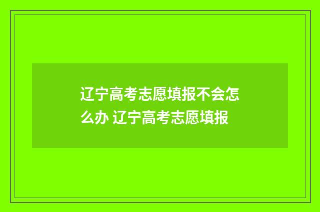 辽宁高考志愿填报不会怎么办 辽宁高考志愿填报