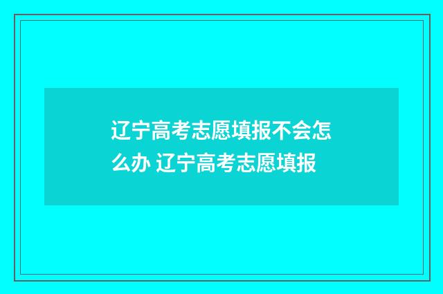 辽宁高考志愿填报不会怎么办 辽宁高考志愿填报