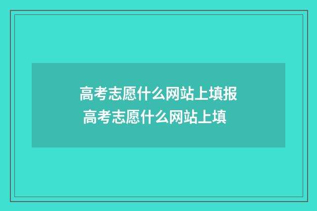 高考志愿什么网站上填报 高考志愿什么网站上填