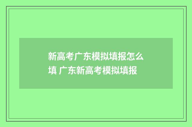新高考广东模拟填报怎么填 广东新高考模拟填报