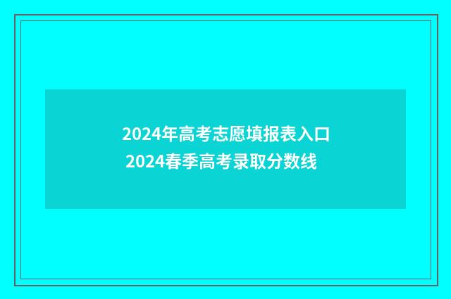 2024年高考志愿填报表入口 2024春季高考录取分数线