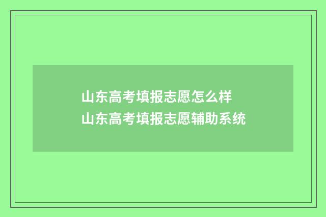 山东高考填报志愿怎么样 山东高考填报志愿辅助系统
