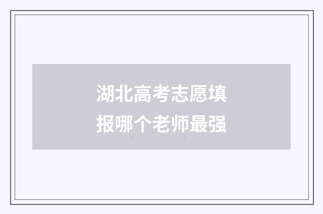 湖北高考志愿填报哪个老师最强