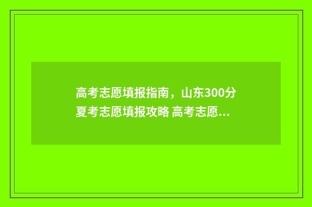 高考志愿填报指南，山东300分夏考志愿填报攻略 高考志愿填报指导咨询师