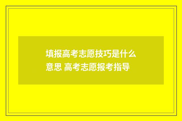 填报高考志愿技巧是什么意思 高考志愿报考指导