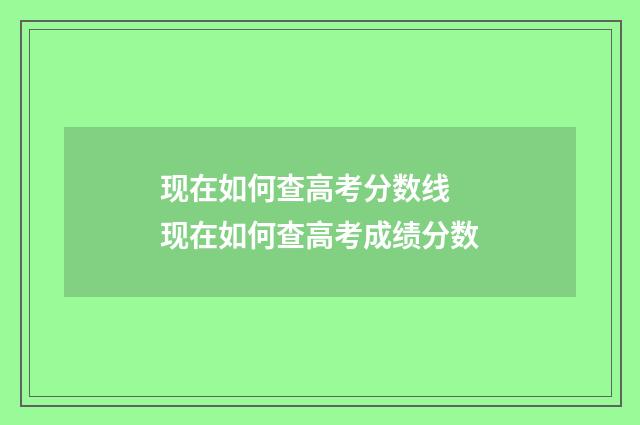 现在如何查高考分数线 现在如何查高考成绩分数