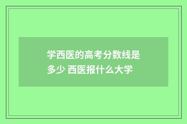 学西医的高考分数线是多少 西医报什么大学