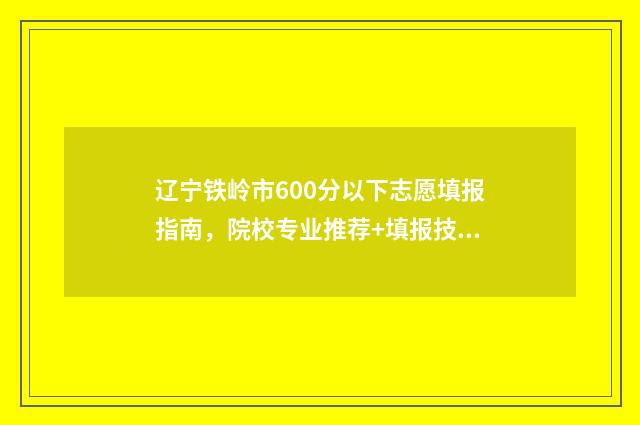 辽宁铁岭市600分以下志愿填报指南,院校专业推荐+填报技巧 辽宁铁岭的高考升学率