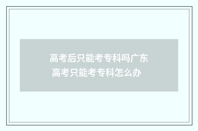 高考后只能考专科吗广东 高考只能考专科怎么办