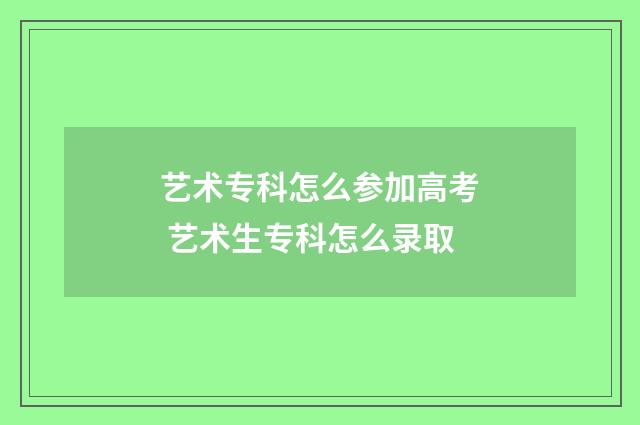 艺术专科怎么参加高考 艺术生专科怎么录取