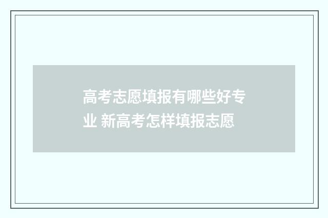 高考志愿填报有哪些好专业 新高考怎样填报志愿