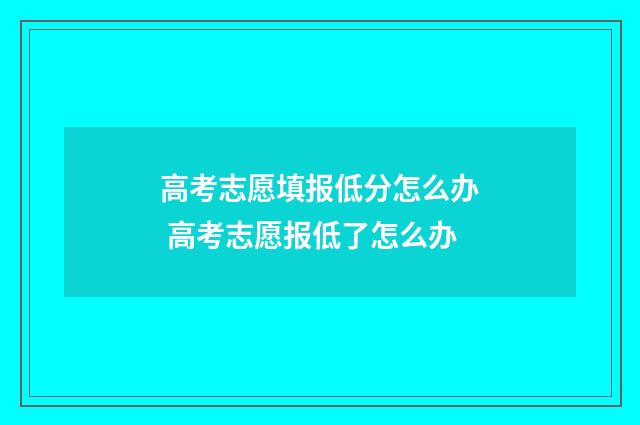 高考志愿填报低分怎么办 高考志愿报低了怎么办