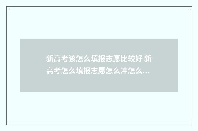 新高考该怎么填报志愿比较好 新高考怎么填报志愿怎么冲怎么稳怎么保