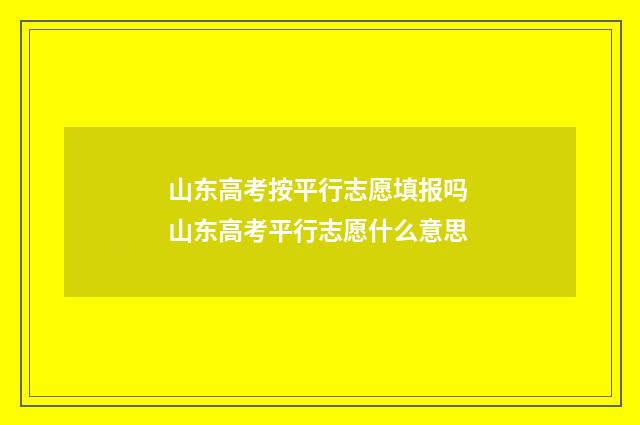 山东高考按平行志愿填报吗 山东高考平行志愿什么意思