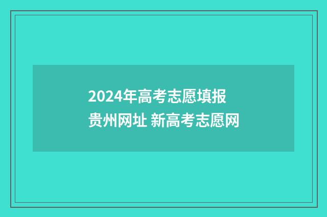 2024年高考志愿填报贵州网址 新高考志愿网