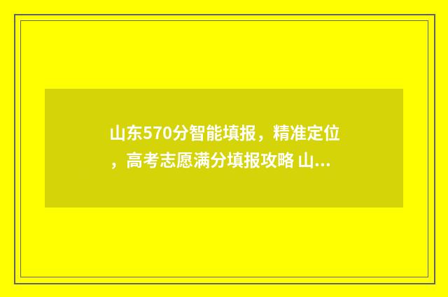 山东570分智能填报，精准定位，高考志愿满分填报攻略 山东省570分高考位次
