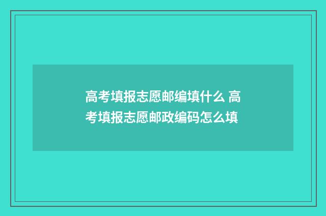 高考填报志愿邮编填什么 高考填报志愿邮政编码怎么填