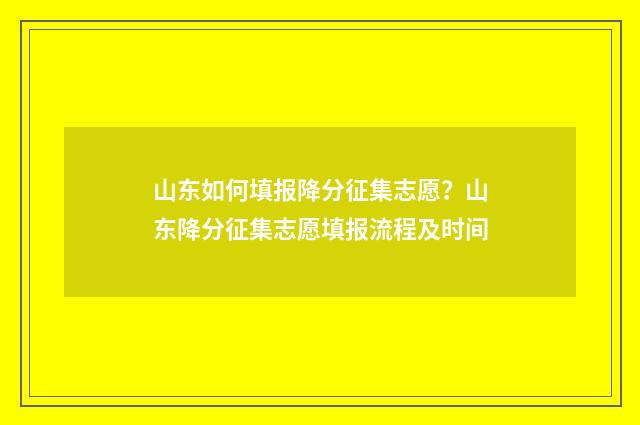 山东如何填报降分征集志愿？山东降分征集志愿填报流程及时间