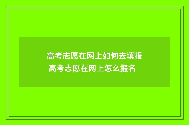 高考志愿在网上如何去填报 高考志愿在网上怎么报名