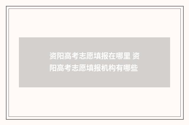 资阳高考志愿填报在哪里 资阳高考志愿填报机构有哪些