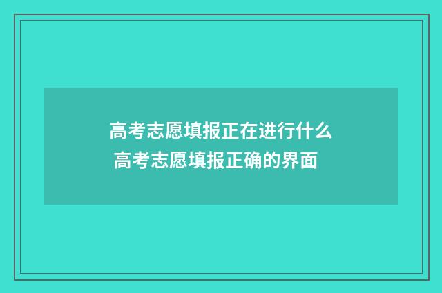 高考志愿填报正在进行什么 高考志愿填报正确的界面