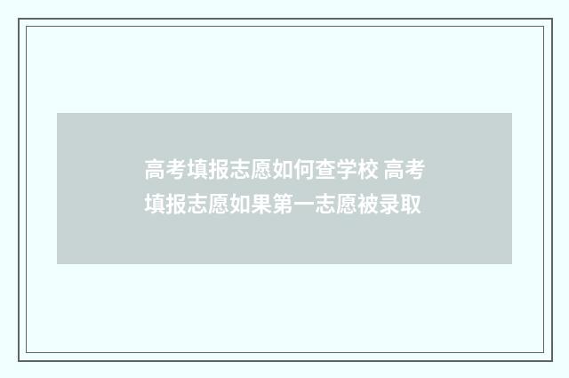 高考填报志愿如何查学校 高考填报志愿如果第一志愿被录取