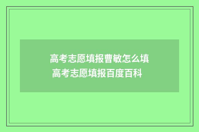 高考志愿填报曹敏怎么填 高考志愿填报百度百科