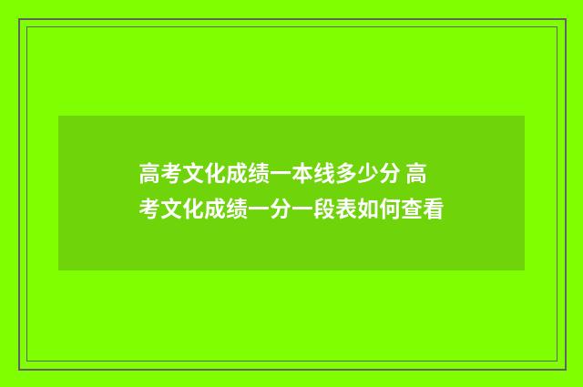 高考文化成绩一本线多少分 高考文化成绩一分一段表如何查看