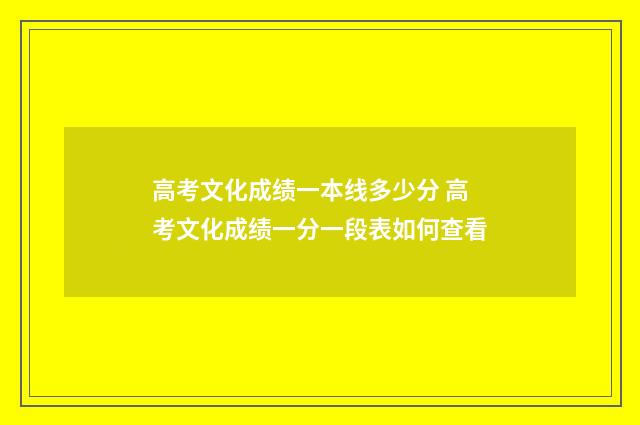 高考文化成绩一本线多少分 高考文化成绩一分一段表如何查看