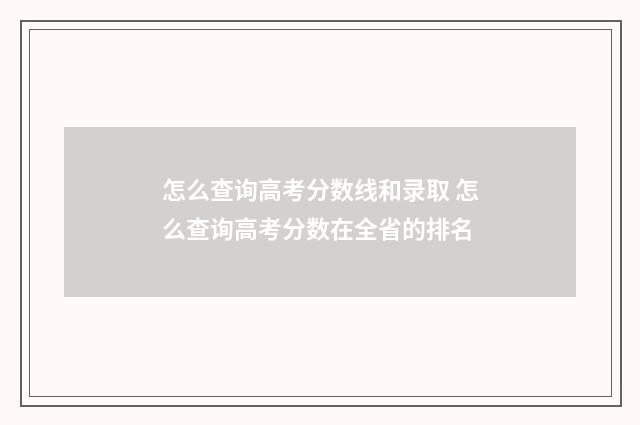 怎么查询高考分数线和录取 怎么查询高考分数在全省的排名