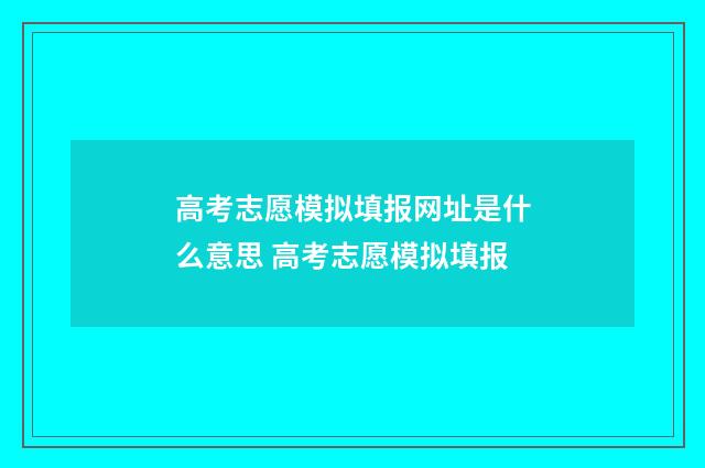 高考志愿模拟填报网址是什么意思 高考志愿模拟填报