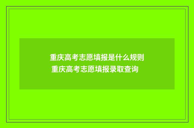 重庆高考志愿填报是什么规则 重庆高考志愿填报录取查询