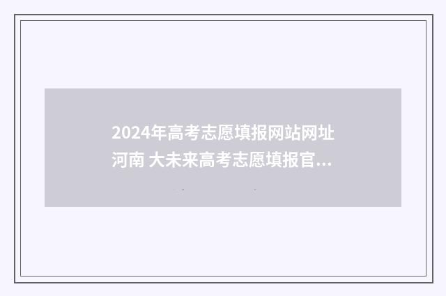 2024年高考志愿填报网站网址河南 大未来高考志愿填报官网