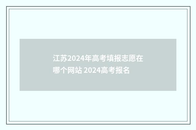 江苏2024年高考填报志愿在哪个网站 2024高考报名