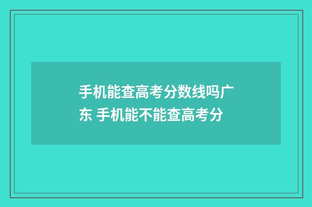 手机能查高考分数线吗广东 手机能不能查高考分