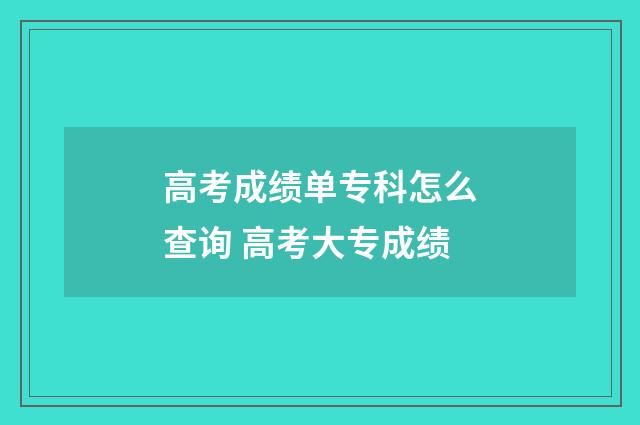 高考成绩单专科怎么查询 高考大专成绩