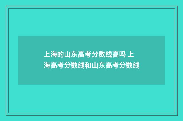 上海的山东高考分数线高吗 上海高考分数线和山东高考分数线